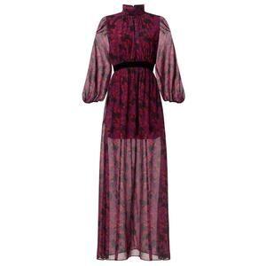 LDT Brooke Floral Long Sleeve Maxi Dress in Purple Multi, Size US 14​